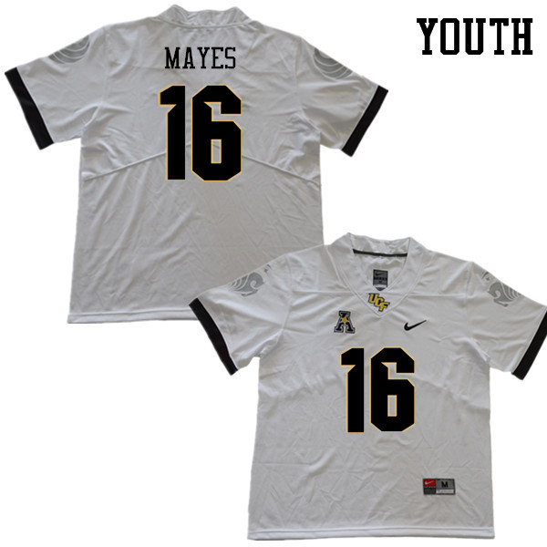 Youth #16 Demetreius Mayes UCF Knights College Football Jerseys Sale-White